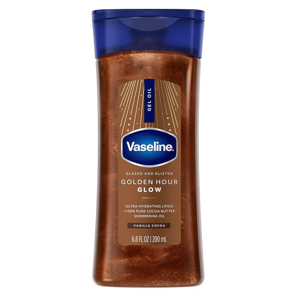 Vaseline Golden Hour Glow Shimmer Gel Oil - vaseline-golden-hour-shine-body-lotion- لوسیون آفتاب - لوسیون مهمونی - لوسیون شاین دار - اکلیلی
